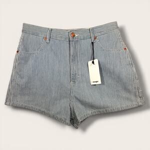Wrangler Limited Edition Striped Denim Shorts Blue White High Rise Carpenter W31